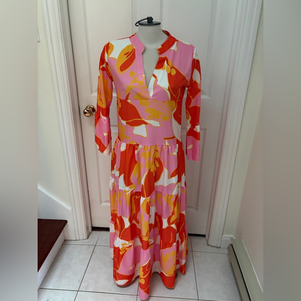 Sunday Up Floral Pink and Orange Maxi Dress